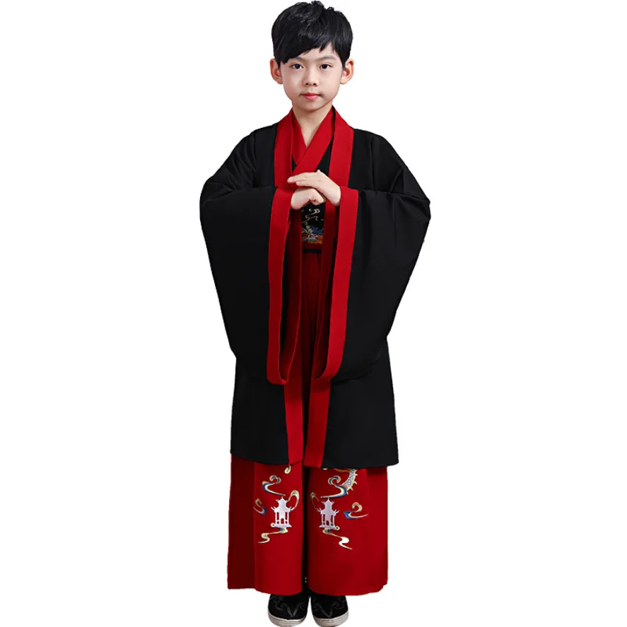 

Boy Hanfu Robe Traditional Chinese Costumes Ancient Retro Tang New Year Suit Dance Cheongsam Kimono Toddler Cloth