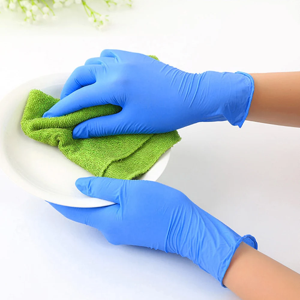 Перчатки одноразовые для мытья посуды универсальные синие 50 шт. | Дом и сад