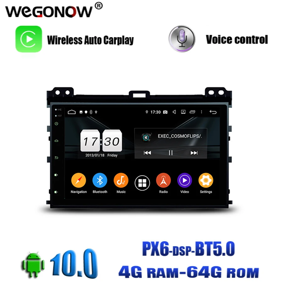 HD DSP IPS Android 10 0 64 Гб ROM автомобильный DVD-плеер GPS карта RDS радио Bluetooth5.0 Wifi для Toyota Land