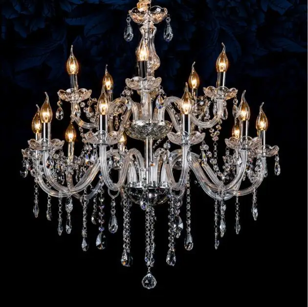 Серебряная прозрачная Хрустальная люстра для гостиной спальни ресторана