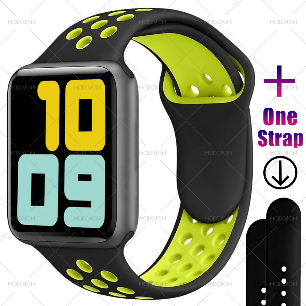 black black yellow MODOSON умные часы iwo 11 мини серия 5 монитор сердечного ритма кровяное Кислородное давление Smartwatch PK iwo 12 для Apple iphone Android - Цвет: black black yellow