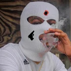 Закрывающая на все лицо Лыжная маска двойная термальная вязаная шапка для зимних видов спорта на открытом воздухе Мужская маска с вышивкой пистолетом Балаклава Лыжная маска для лица