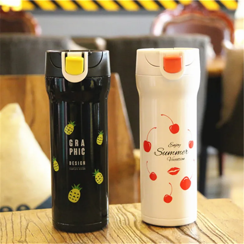 Портативный термосы фрукты Стиль термос для воды Студент Дети Вакуумный