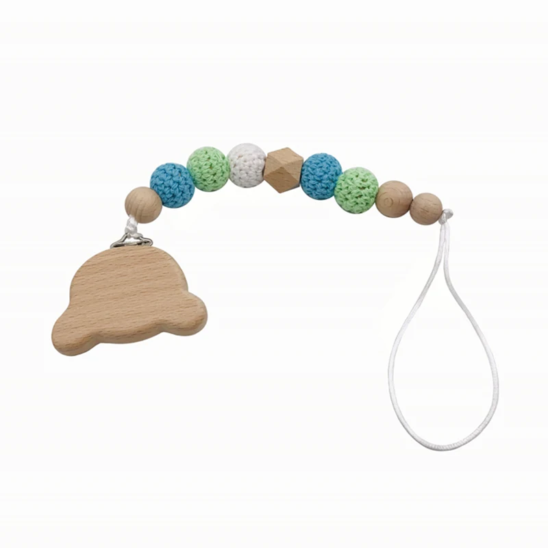 Cadena de chupete para beb&eacute;, mordedor de dentici&oacute;n Natural org&aacute;nico, juguete de agarre, cuentas de haya, mordedor para beb&eacute; reci&eacute;n nacido, regalo DIY para beb&eacute;-5