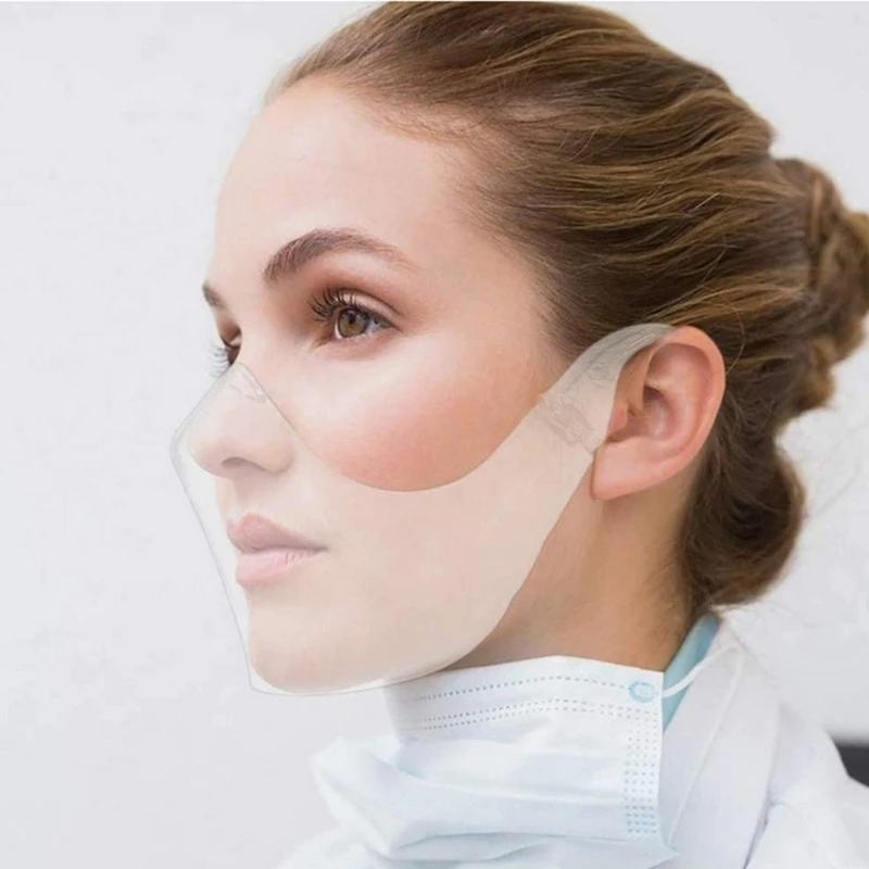Прозрачная многоразовая маска для лица прочная комбинированная пластиковая