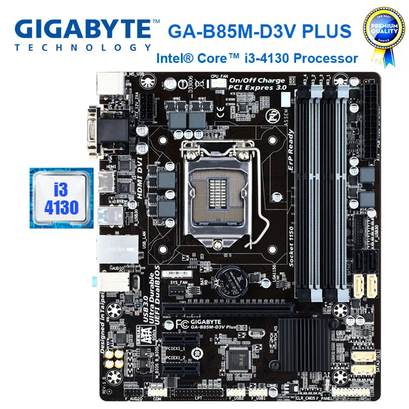 GIGABYTE GA B85M D3V Plus с процессором i3 4130 настольная материнская плата B85 Socket LGA 1150 DDR3 32G