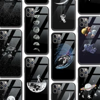moon cute astronaut funda case for iphone 13 case for iphone 13 12 11 xr pro xs max mini x 7 8 6 6s plus se 2020 tempered glass