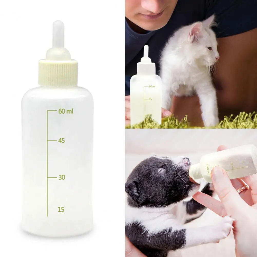 

Eco-friendly 1 Set Easy-using Pet Squeeze Nipple Milk Feeder Brush Set Removable Pet Milk Feeder Scale Mark for Puppy