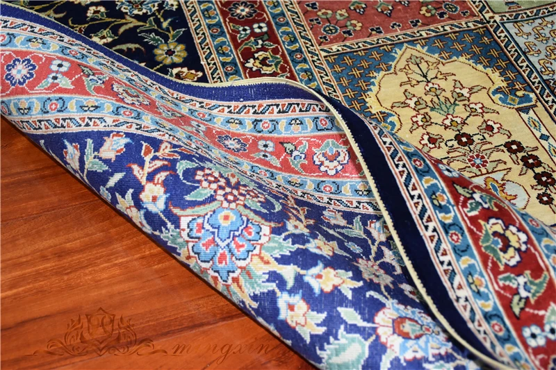 Kopen 8 'X 10' Vier Seizoenen Turkse Handgeknoopte Karpetten Decoratieve Handgemaakte Zijden Tapijt