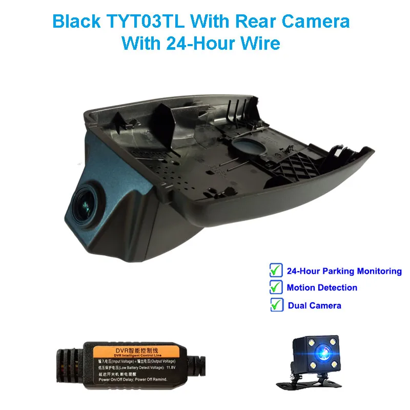 Black Tow Cam Line Jabriel 1080P Автомобильный видеорегистратор автомобиля Камера 24 часа видео рекордер двойной lensrear Камера для Toyota Chr rav4 Camry yaris corolla avensis t25 - Название цвета: Black Tow Cam Line