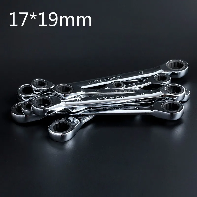 17*19mm One-way Double Headed Ratchet Wrench High Quality CR-V 72 Teech Universal Ratchet Handle Wrench Hand Tools for Car
