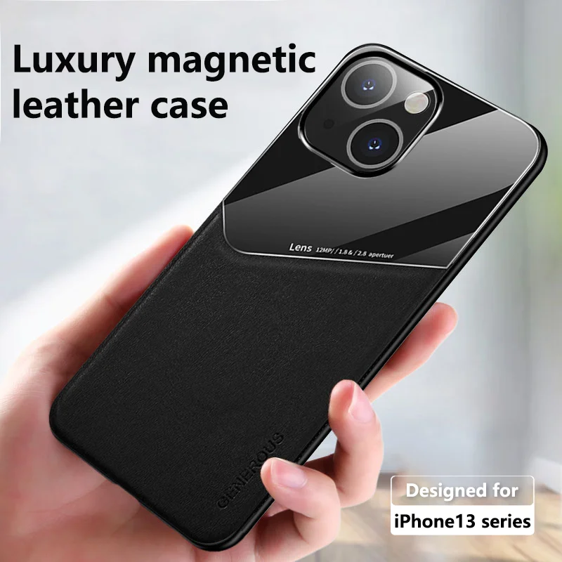 Роскошный кожаный чехол для iPhone 13 Pro Max SE 2020 Mini PU текстура автомобильный держатель