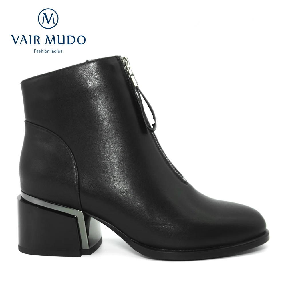 

Женские ботильоны из натуральной кожи VAIR MUDO, на высоком каблуке, с круглым носком, с плюшевой подкладкой, DX105
