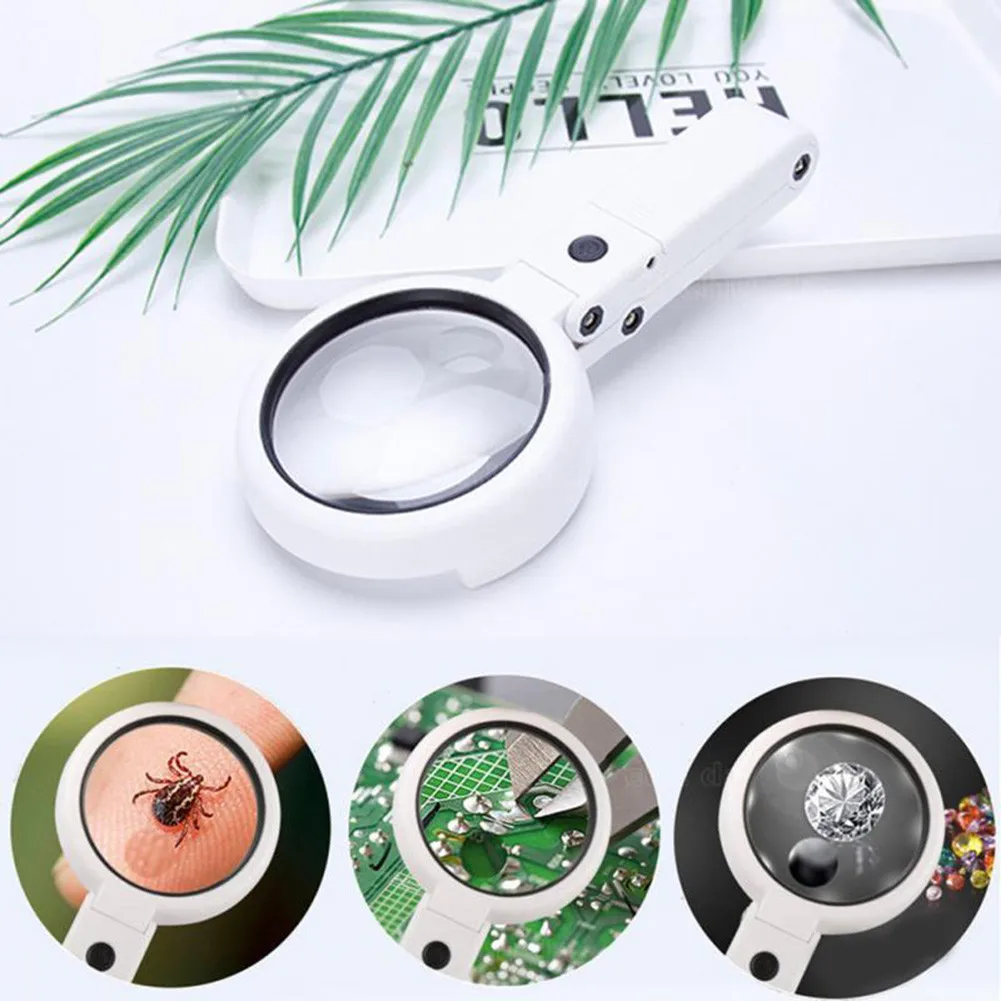 

Adjustable Magnifying Glass Folding LED Lights Magnification Magnifier