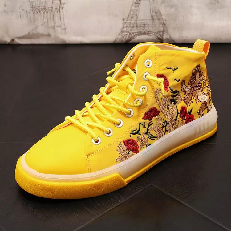 

Summer New Arrival Mens Casual Comfort Shoes High Top Fashion Embroidered Flower Breathable Mesh Leisure Shoes Size 38-43