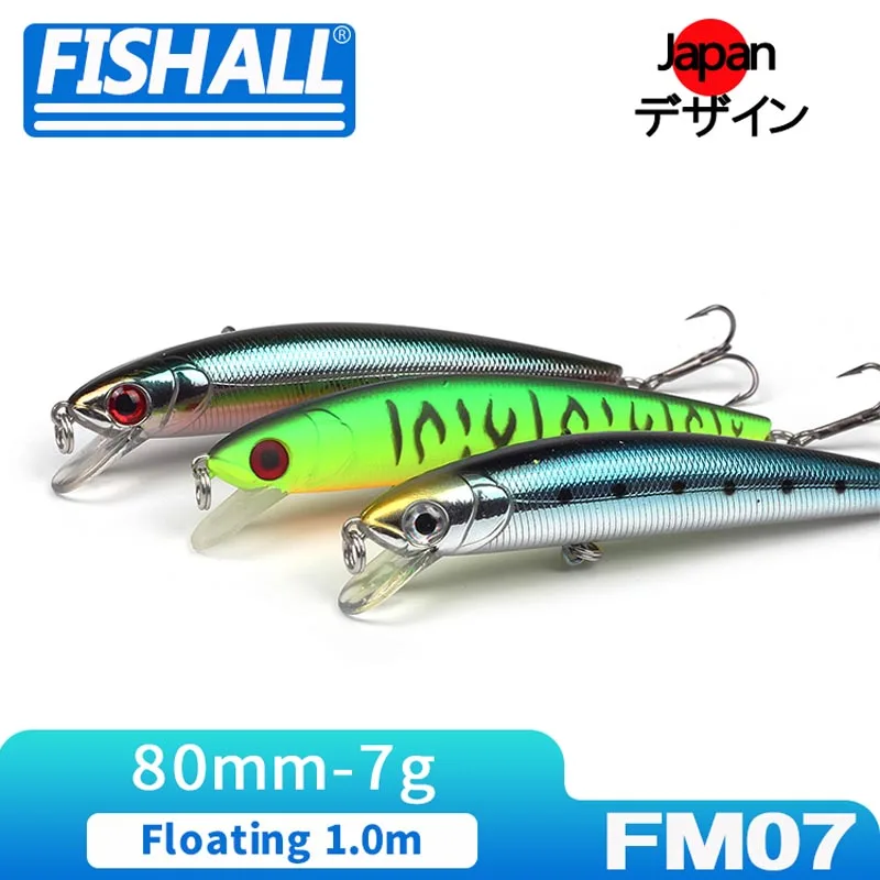 

Long Casting Minnow Shad Lure 80mm 7g Hard Plastic Wobbler Floating1.0m Diving Bait For Bass Pike