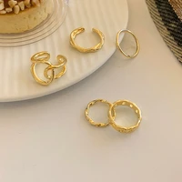 neo gothic metal five piece set gold rings for woman 2021 korean fashion jewelry student girls finger set accessories for gift