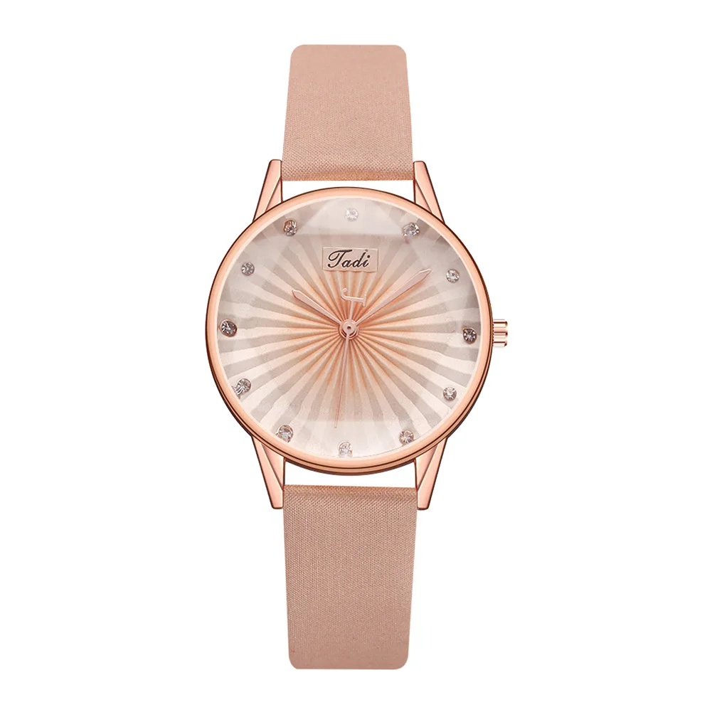 

Women Quartz Watch PU Leather Band Round Dial with Small Scale Personalized Lady Wrist Watch K2
