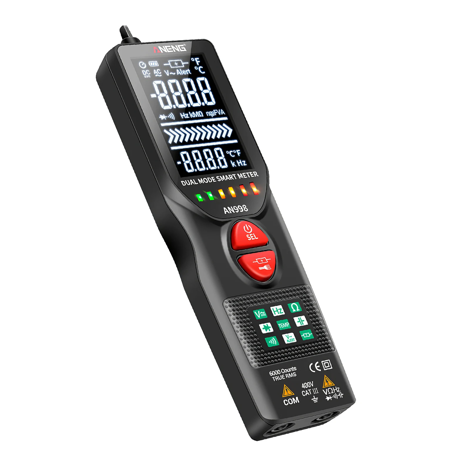 

ANENG AN998 Digital Multimeter Automatic 6000 Counts Battery Meters Eletric Auto Ranging AC/DC Voltmeter Temp Ohm Voltage Tester