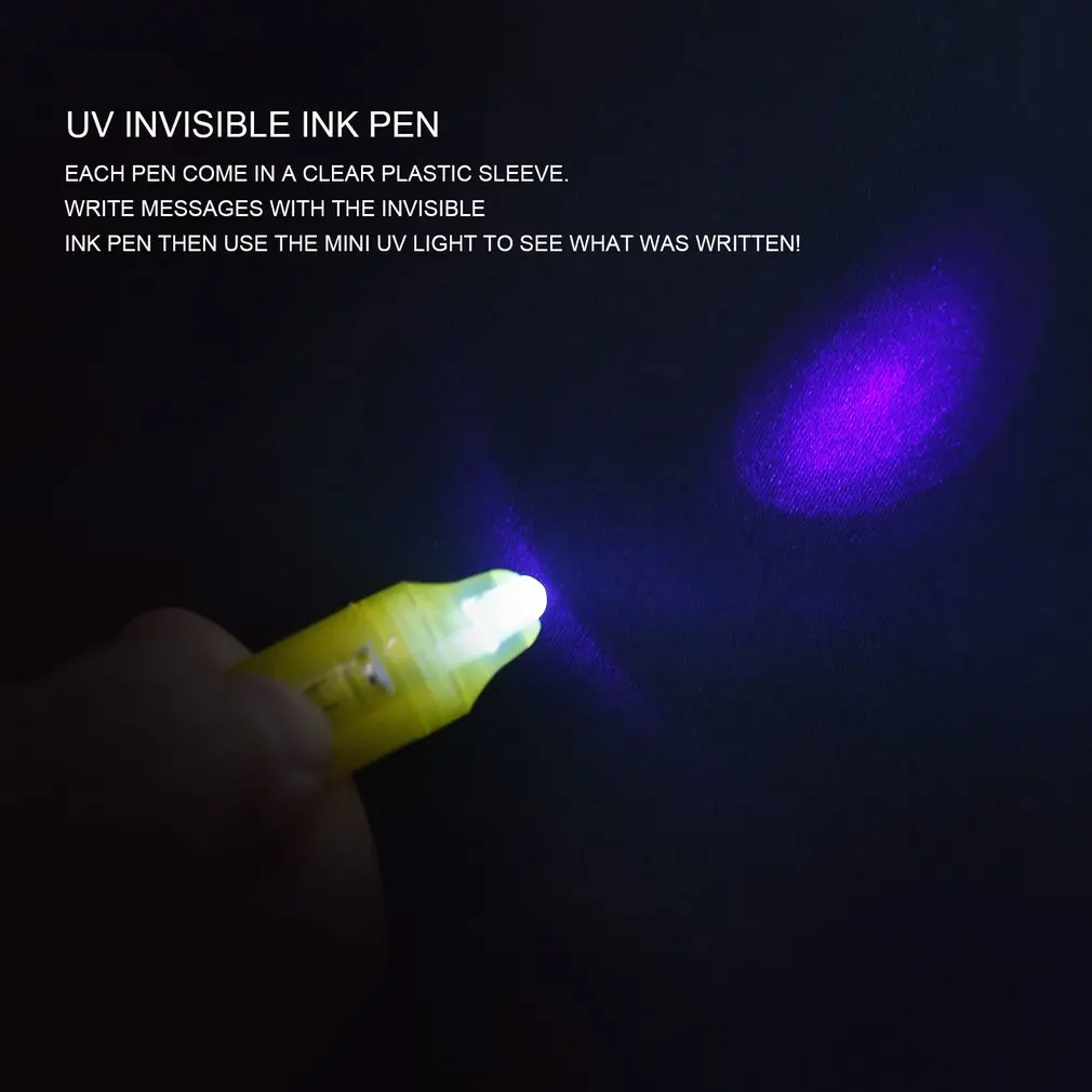 UV Light Pen 2-in-1 Blacklight Creative Stationery Magical Invisible Ink with Back For Message Security Marker | Дом и сад