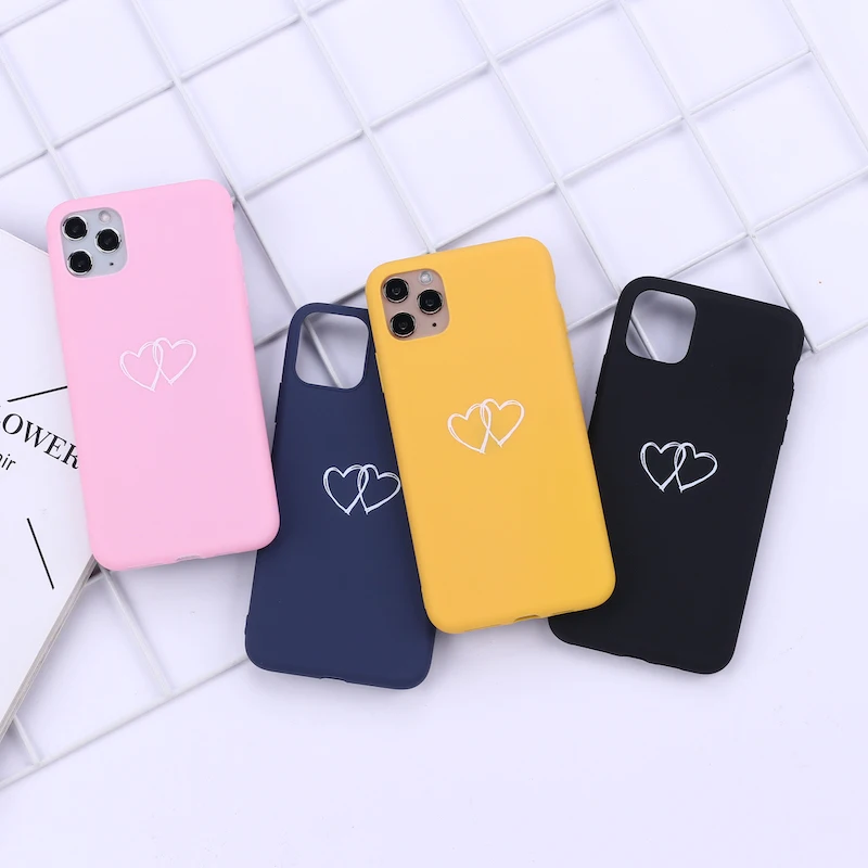 

Heart Lover Pink Black Girl Phone Cover For iPhone 1112Pro Max X XS XR Max 7 8 7Plus 8Plus 6S SE Soft Silicone Candy Case Fundas