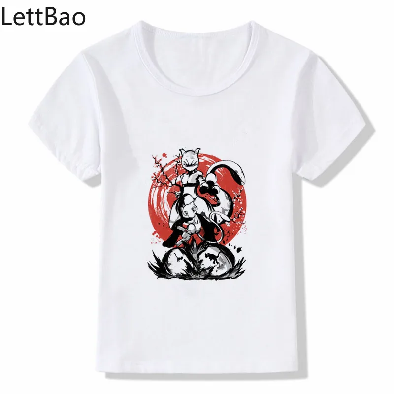 

Boys Girls Kawaii Mewtwo Watercolor Ink Art Villain Print T-shirt Baby Cartoon Funny Tshirt Kids Summer Tops Children's Clothing