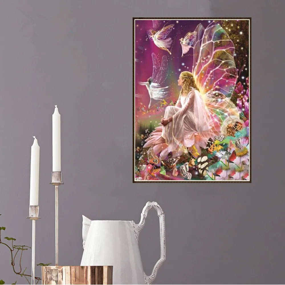 Алмазная живопись фея девушка полная дрель 5D DIY вышитый бриллиантами Ангел Elf Wings