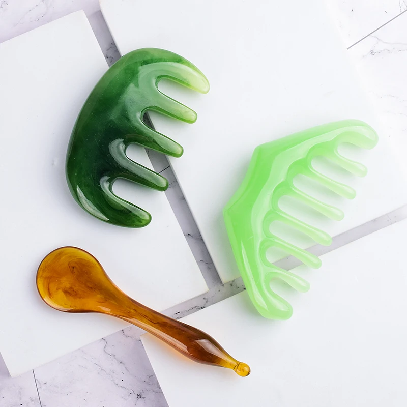 

Resin Gua Sha Massage Tool Face Care Facial Neck Head Beauty Comb Scraping Board Massager Synthesis Quartz Crystal Health