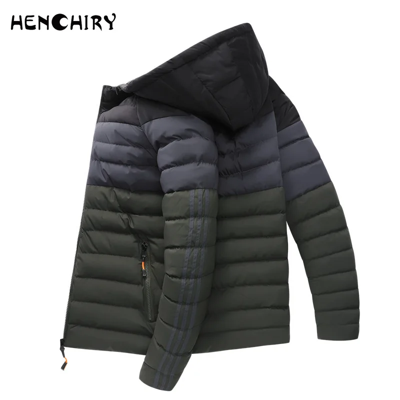 

HENCHIRY Winter New Style Hooded Fashion Warm Household Plus Velvet Thick Windproof Waterproof Warm Men's Cotton Coat