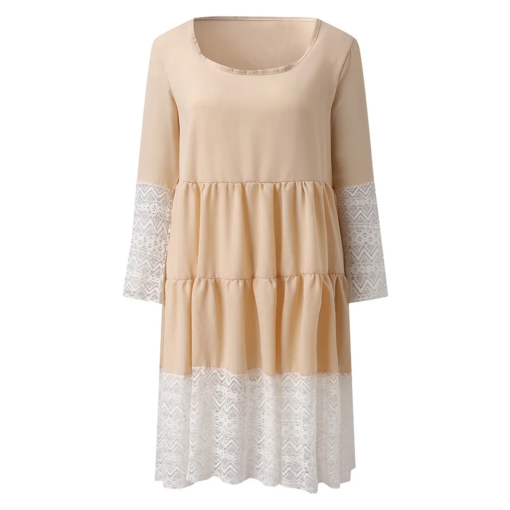 Boho Solid Color Chiffon Dress Women Sexy Cross O Neck Long Sleeve Midi Lady 2019 Summer Elegant Vestidos Female HSU | Женская одежда