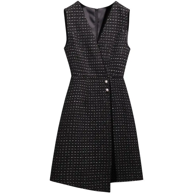 

New Women's Elegant Vintage sleeveless Dress Spring And Autumn Vest Dress