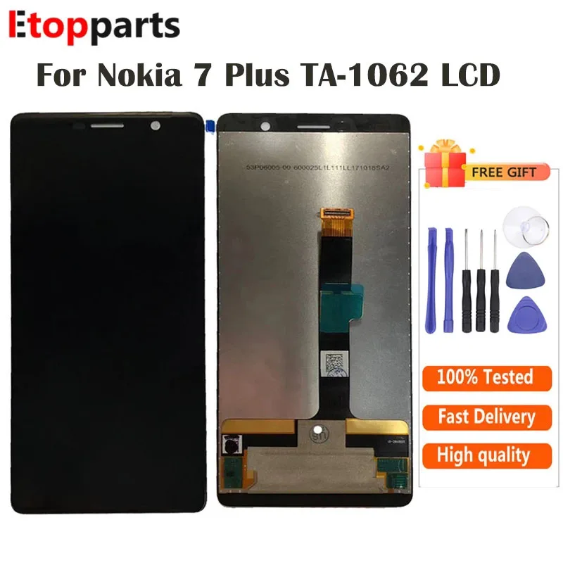 Черный ЖК дисплей для Nokia 7 PLUS с сенсорным цифровым преобразователем в сборе