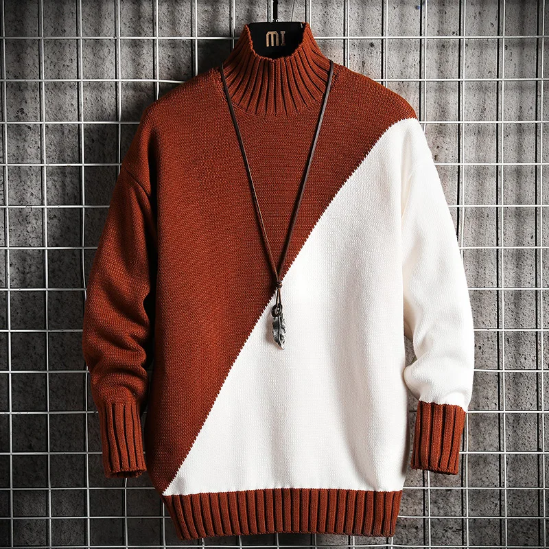 

Spring Autumn Men's Sweater Streetwear Hip Hop Sweater Men Casual Harajuku Long sleeve Mens Clothing Mandarin Collar Sweater Men