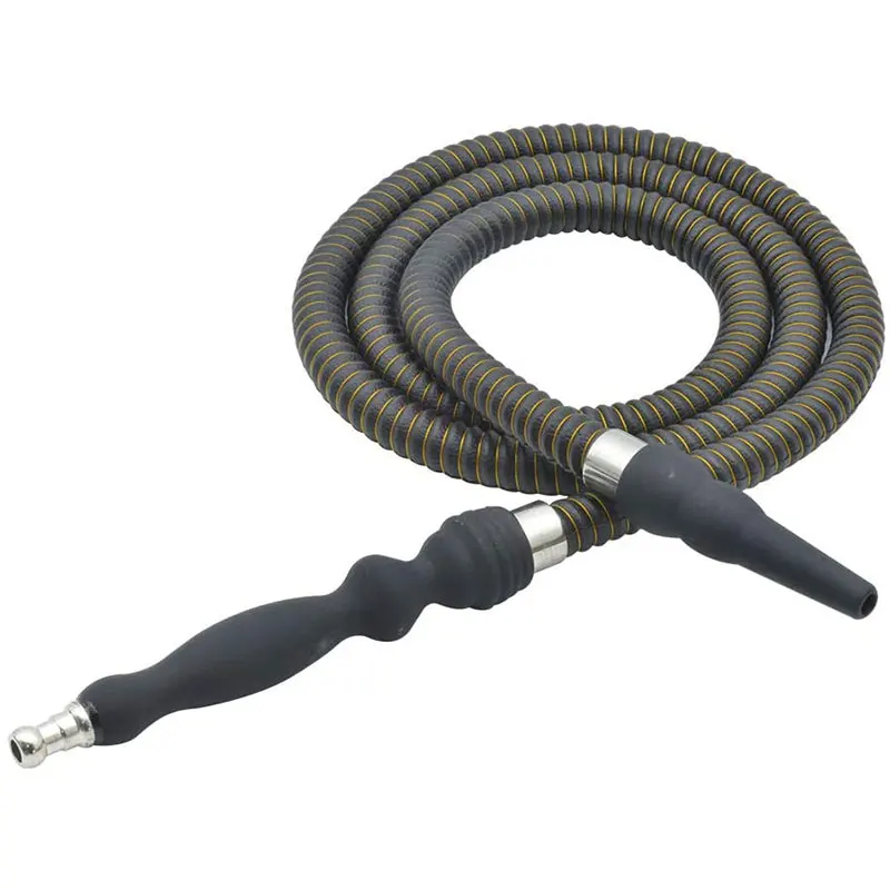 Hookah Hose Rubber Handle with Metal Tip Leather Wrapped Hookah Hose Washable Durable 72