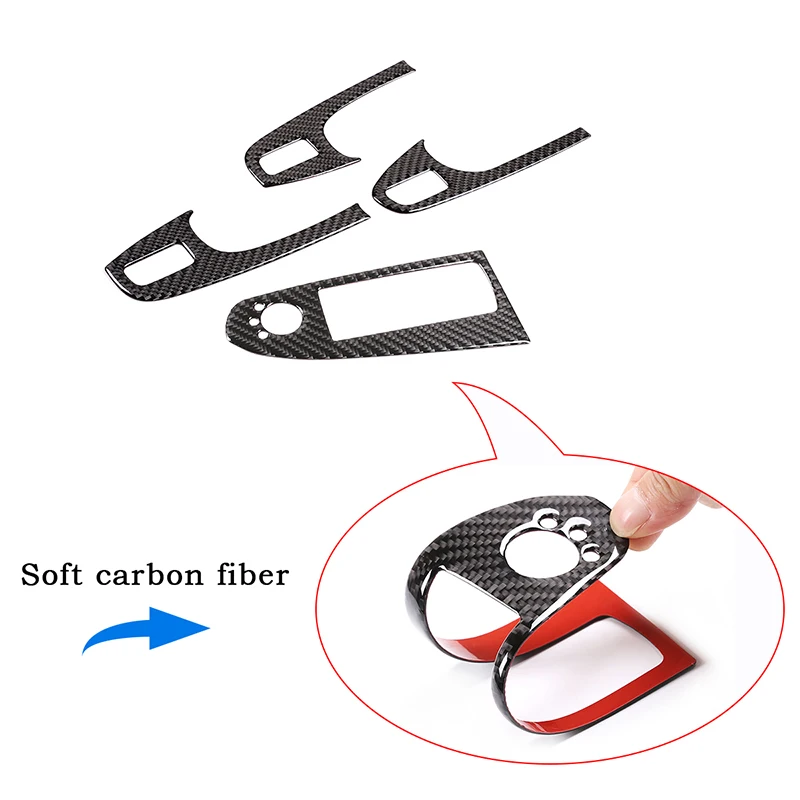 

For Audi A4 A5 B8 2009-2016 Real Carbon Fiber 3D Sticker Window Lifter Control Frame Switch Armrest Panel Trim car accessories