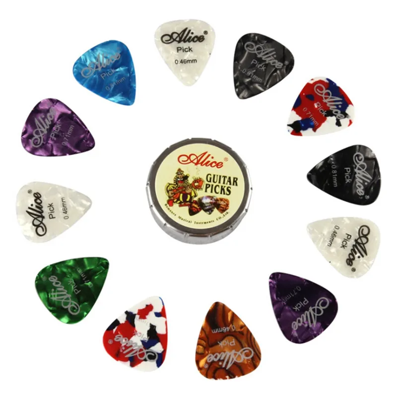 122024 stücke akustische elektrische gitarre picks plektren und runde metall picks box fall pick für saiten instrument zubehör free g