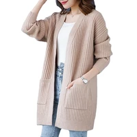 autumn camel womens long knitted cardigankhaki womens single breasted long sleeved sweaterkorean fashion long coatblue coat