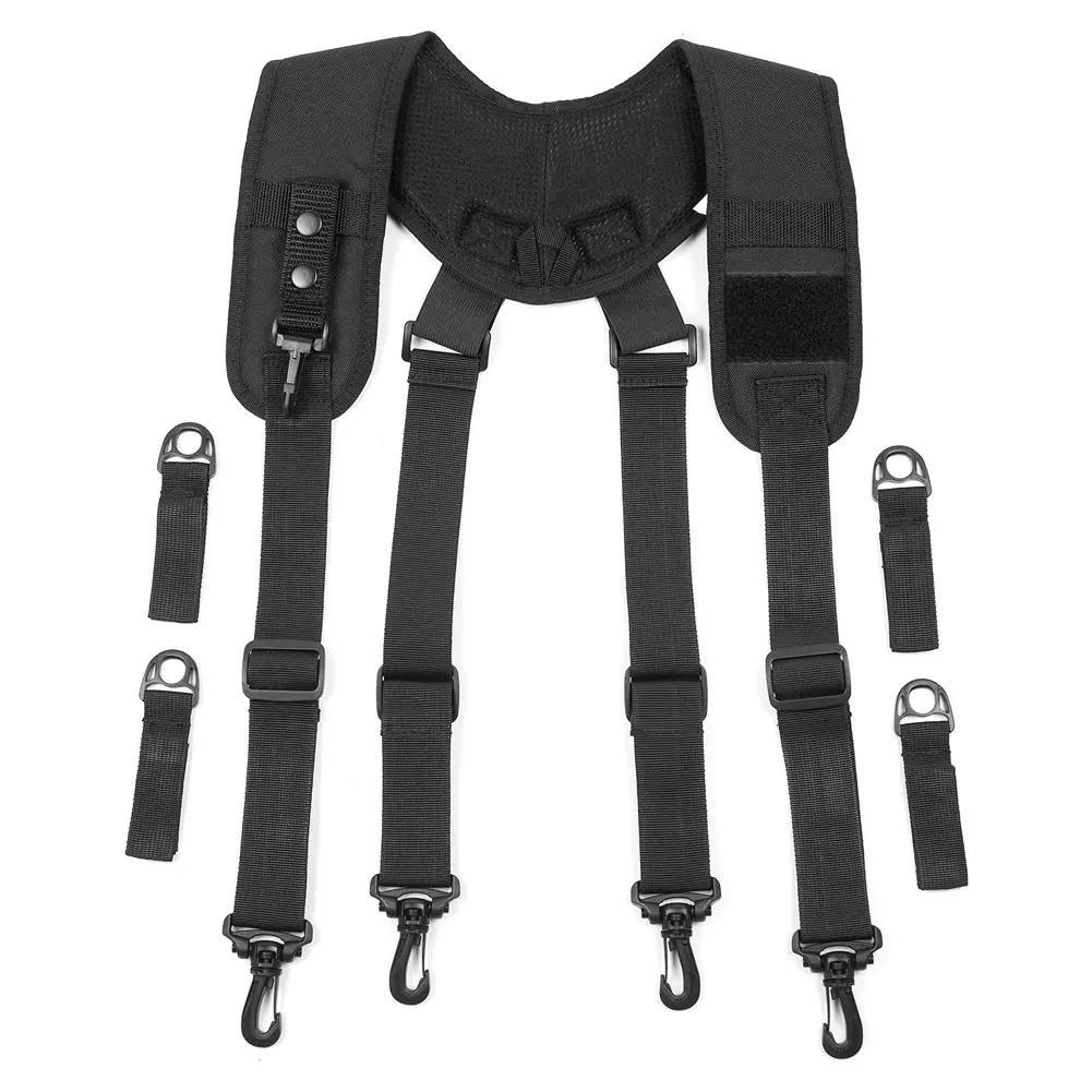

Tool Belt Suspender Adjustable Elastic Heavy Duty Work X Type Straps Black/Khaki Padded Straps And Moisture-Wicking Fabric