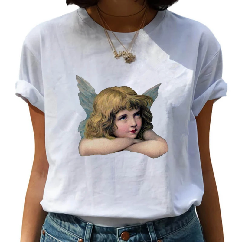 

New Love Angel T Shirt Women Kawaii Summer Tops Cartoon Harajuku Ladies Graphic Tees Leisure Casual Plus Size Female T shirts