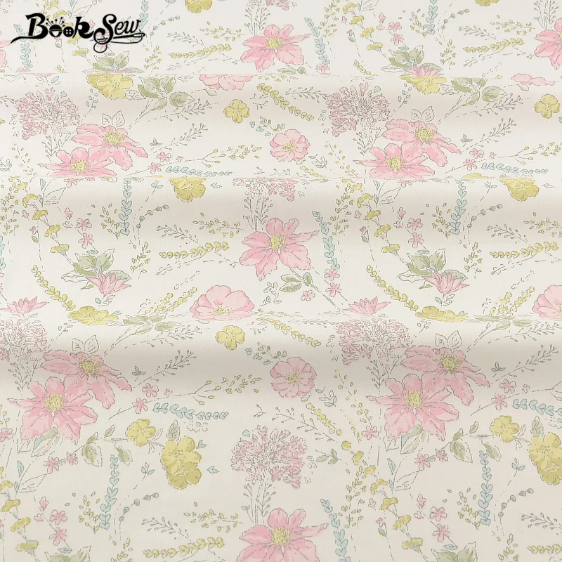 Booksew Новое поступление домашний текстиль DIY лоскутное постельное белье одежда Детский стеганый Tecido с цветочным принтом хлопок саржа ткань