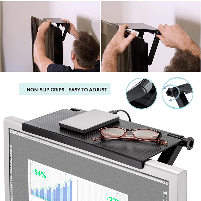 Black 32*16cm Adjustable Multifunction Screen Top Shelf Shelving TV Display Office Storage Computer Desk Folder | Дом и сад