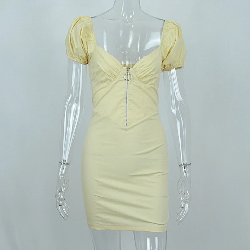 

Sexy Women Bodycon Party Dress Ladies Puff Sleeve Bodycon Dress Female High Waist Dress for Summer Club Wear Vestidos