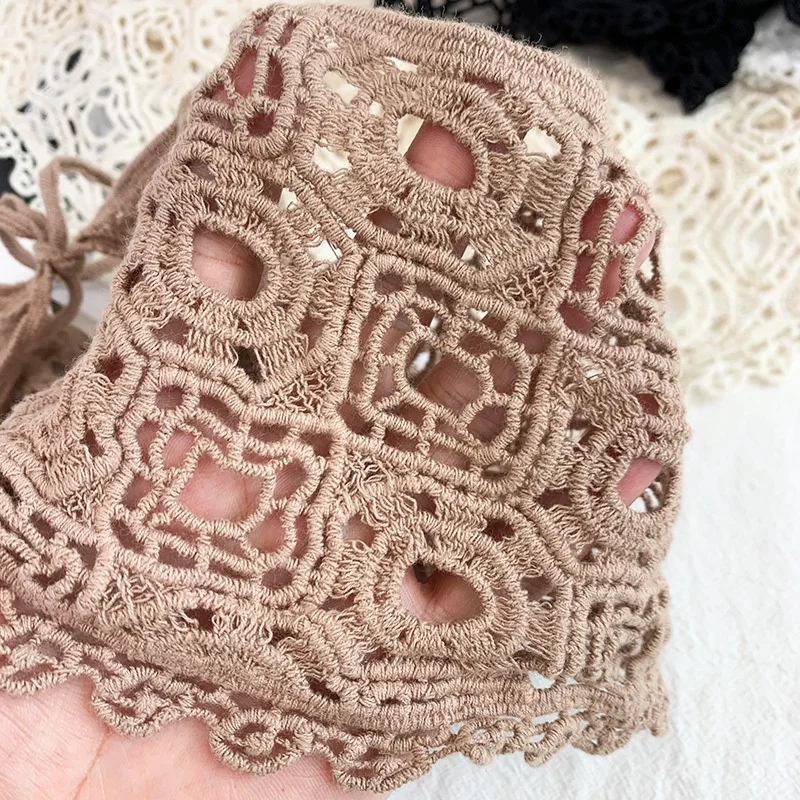 

2021 Solid Color Knitted Fake Collar Detachable Collars Bow Tie Small Shawl For Girls Removable Top Clothes Dress Accessories