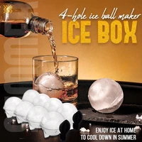 4 hole ice box round ice hockey mold ice maker silicone ice ball maker mold summer drinking tool ice shot glass mold