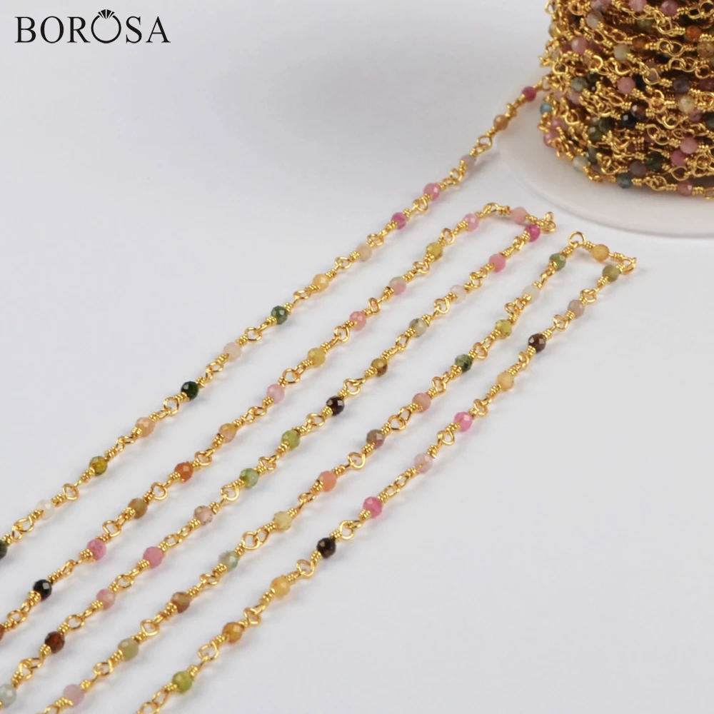 Цепочка Из Натурального турмалина BOROSA 3 метра 2 мм ограненная цепь из