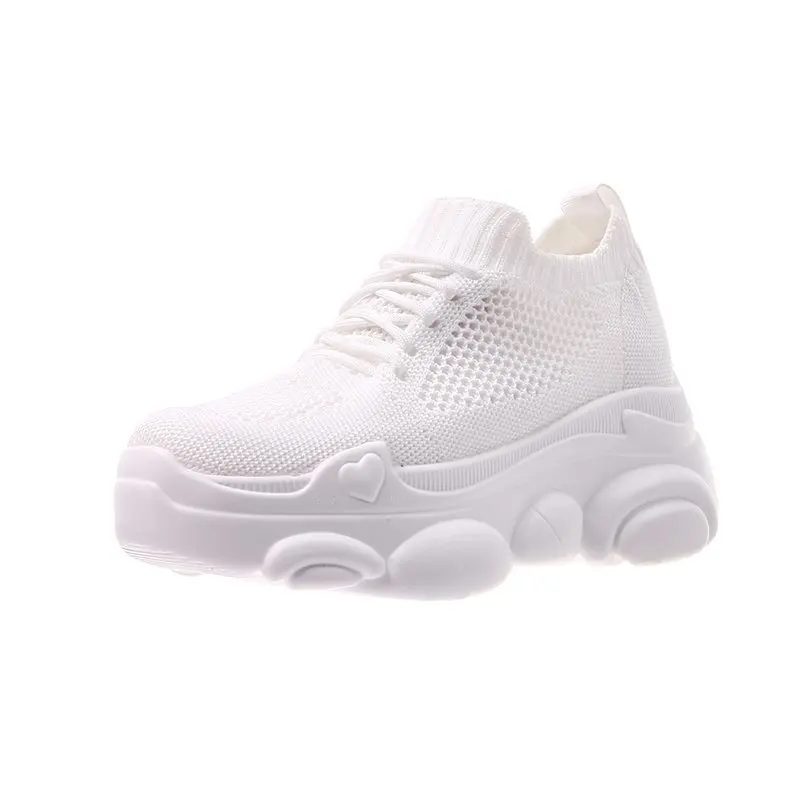 

Lace Up White Sneakers Women Round Toe Chunky Sneakers Women Autumn Ladies Trainers Platform Sneakers Tenis Women