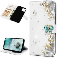 diamond blue butterfly flower flip wallet card slot leather case cover for samsung galaxy note 20 10 9 8 s20 ultra s10 s98 plus