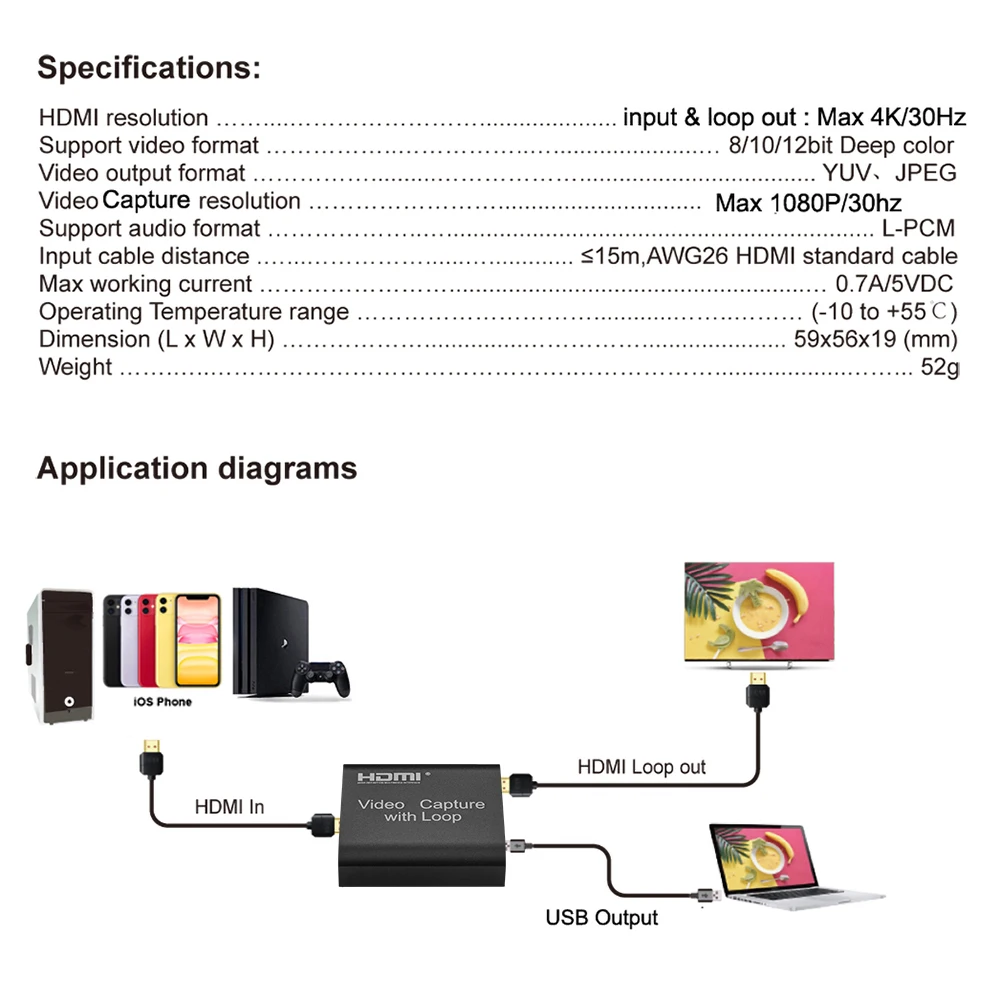 4K 1080p Capture Card HDMI-compatible to USB 2.0 Graphics Recorder Box for Live Streaming Video Recording | Компьютеры и офис