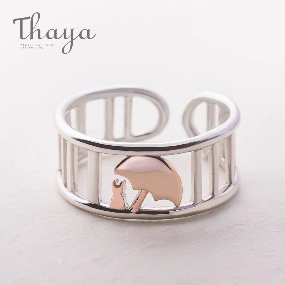 Кольцо Thaya S925 серебряное розовое золото с защитой от солнца для кошек свадьбы