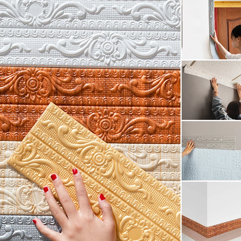 

Self Adhesive Paper 3D Three-Dimensional Wall Corner Waist Line Wall Sticker Anti-Collision Windowsill Door Frame Edging Sticker